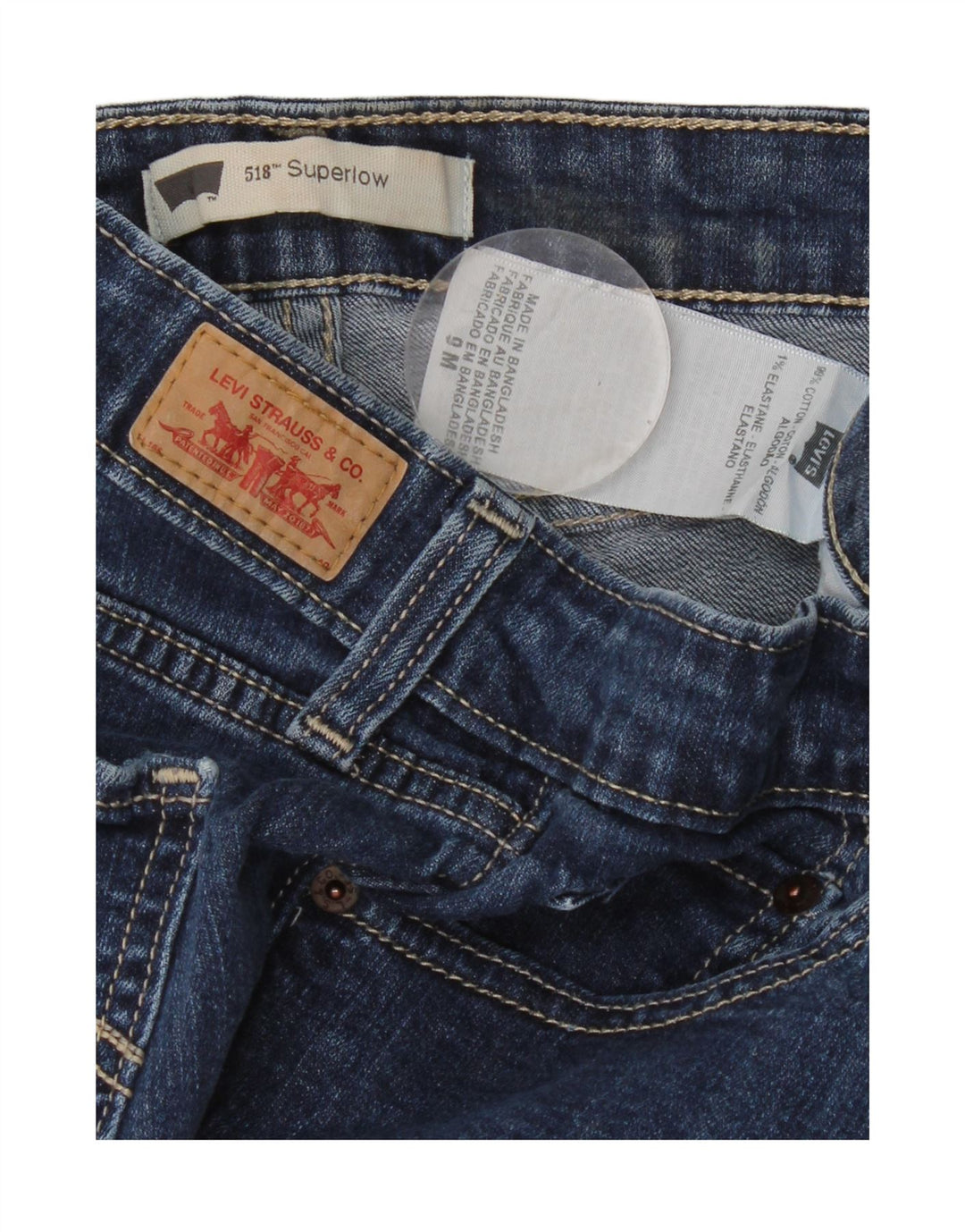 Levi's Womens 518 Super Low Bootcut Jeans US 9 Medium W30 L31 Blue Cotton