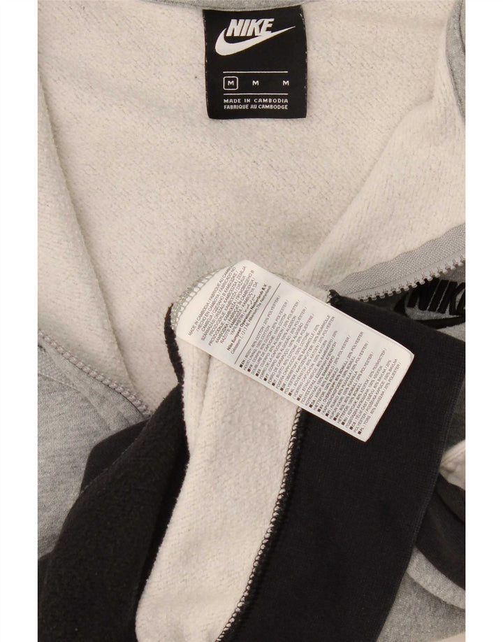 Nike Mens Zip Neck Hoodie Jumper Medium Grey Colourblock Cotton