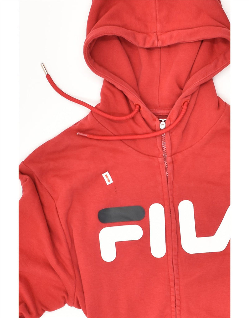 FILA Mens Graphic Zip Hoodie Sweater Medium Red Cotton | Vintage Fila | Thrift | Second-Hand Fila | Used Clothing | Messina Hembry 