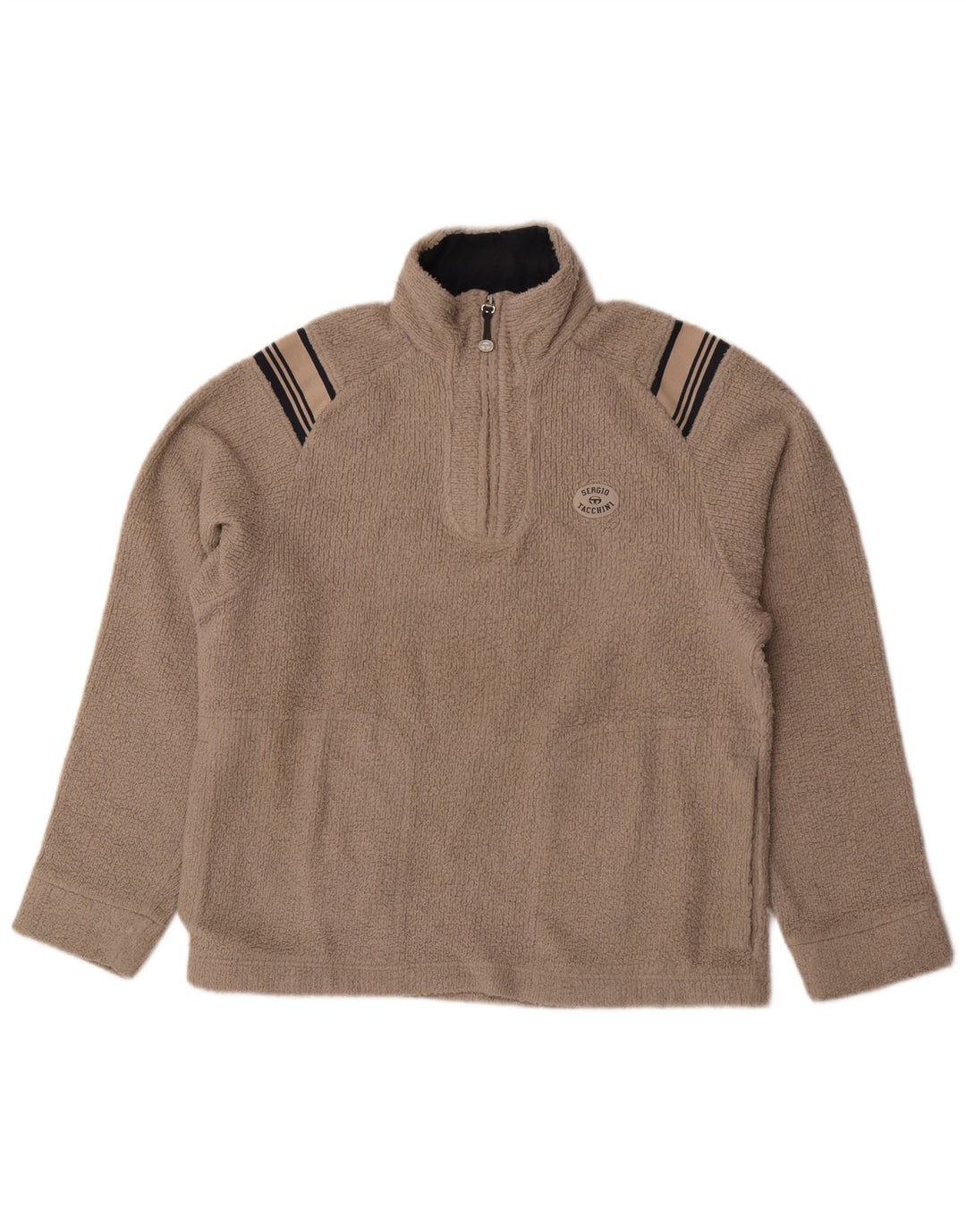 Sergio Tacchini Mens Zip Neck Fleece Jumper Medium Grey Striped