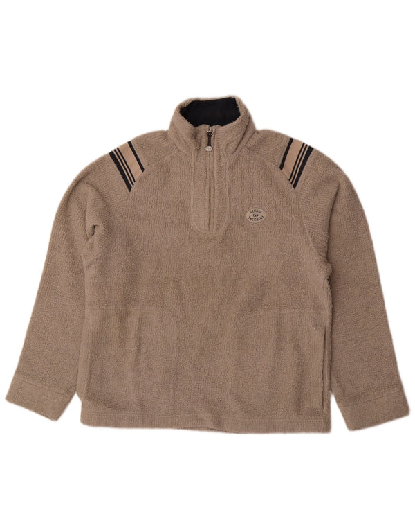 Sergio Tacchini Mens Zip Neck Fleece Jumper Medium Grey Striped