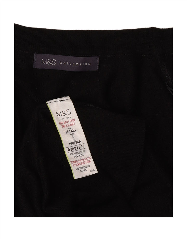 MARKS & SPENCER Womens Asymmetric Open Cardigan Sweater UK 10 Small Black