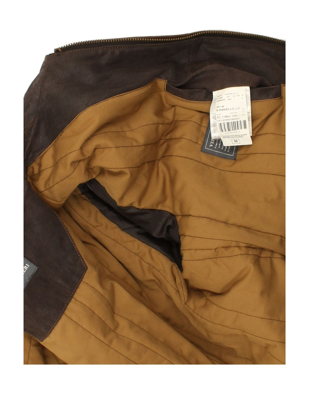 LUCA D'ALTIERI Mens Leather Jacket UK 56 3XL Brown Leather