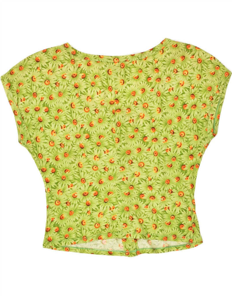 BENETTON Womens Sleeveless Shirt Blouse UK 14 Medium Green Floral | Vintage Benetton | Thrift | Second-Hand Benetton | Used Clothing | Messina Hembry 