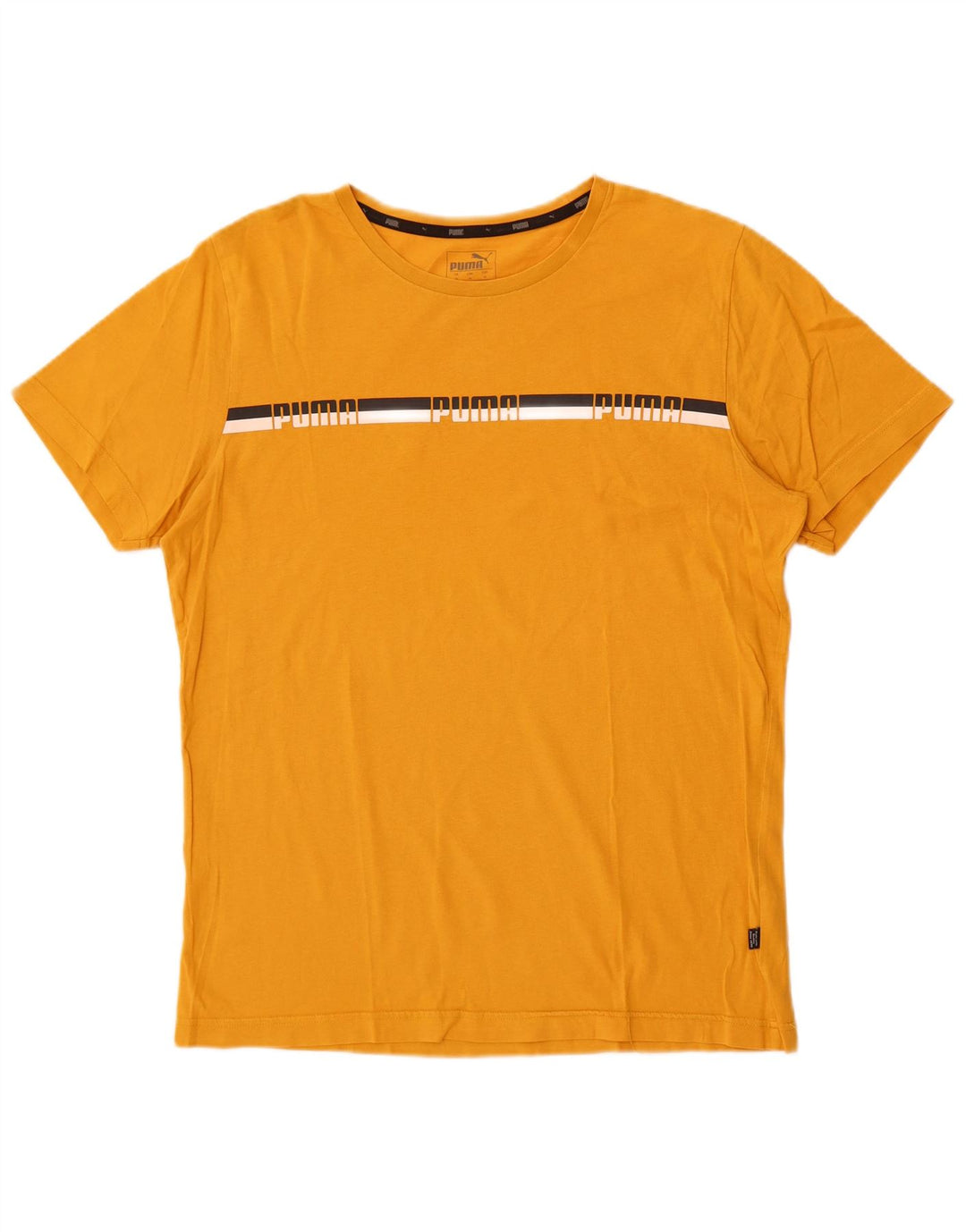 Puma Mens Graphic T-Shirt Top Medium Yellow Cotton