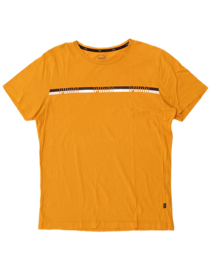 Puma Mens Graphic T-Shirt Top Medium Yellow Cotton