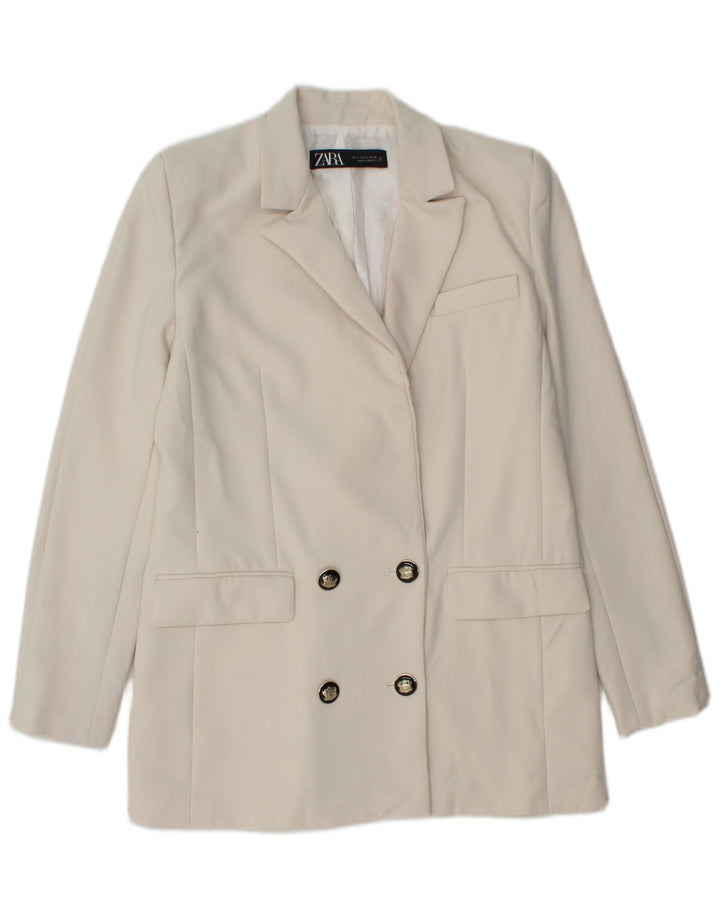 Zara Womens Double Breasted Blazer Jacket UK 10 Small White Polyester