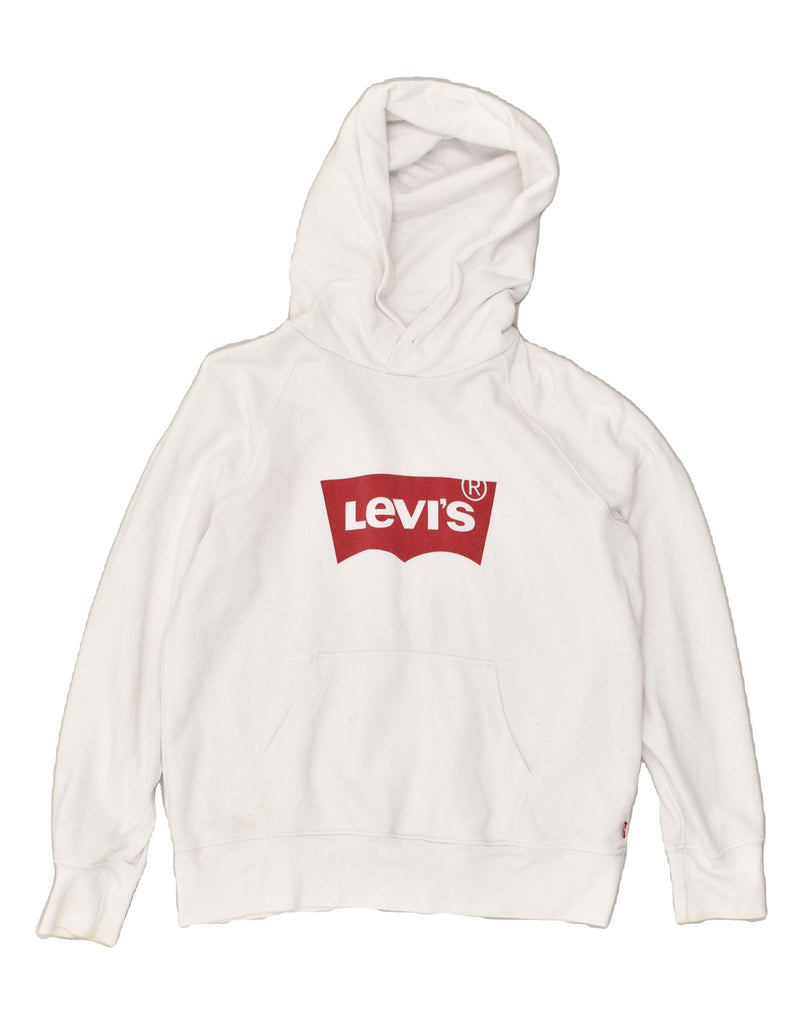 LEVI'S Mens Graphic Hoodie Jumper Small White Cotton | Vintage Levi's | Thrift | Second-Hand Levi's | Used Clothing | Messina Hembry 