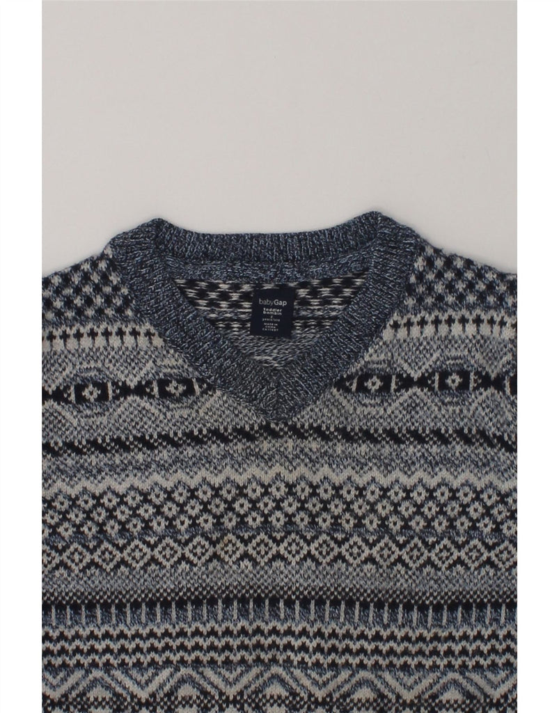 GAP Baby Boys V-Neck Jumper Sweater 18-24 Months Grey Fair Isle Cotton | Vintage Gap | Thrift | Second-Hand Gap | Used Clothing | Messina Hembry 