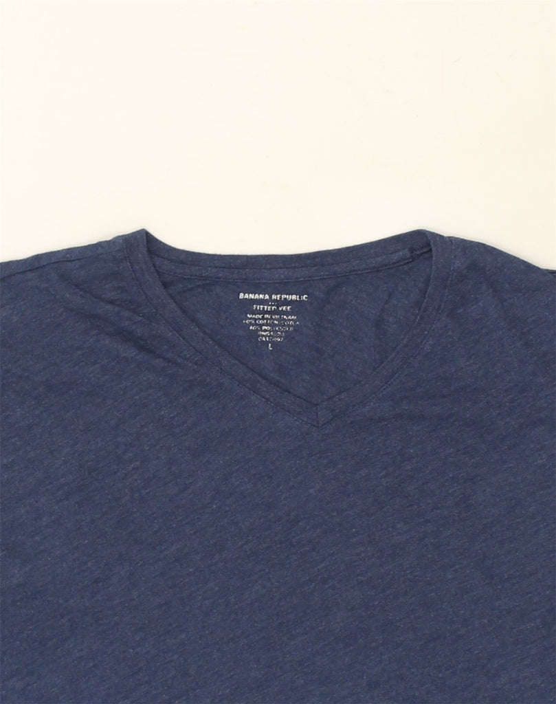 BANANA REPUBLIC Mens Fitted T-Shirt Top Large Navy Blue Cotton | Vintage Banana Republic | Thrift | Second-Hand Banana Republic | Used Clothing | Messina Hembry 