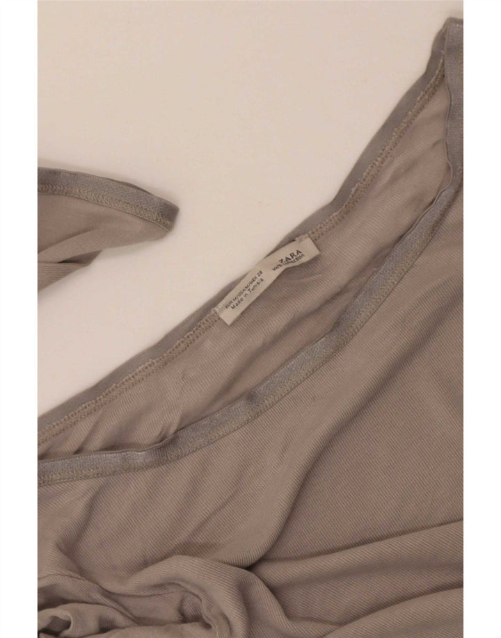 Zara Womens Top 3/4 Sleeve UK 12 Medium Grey
