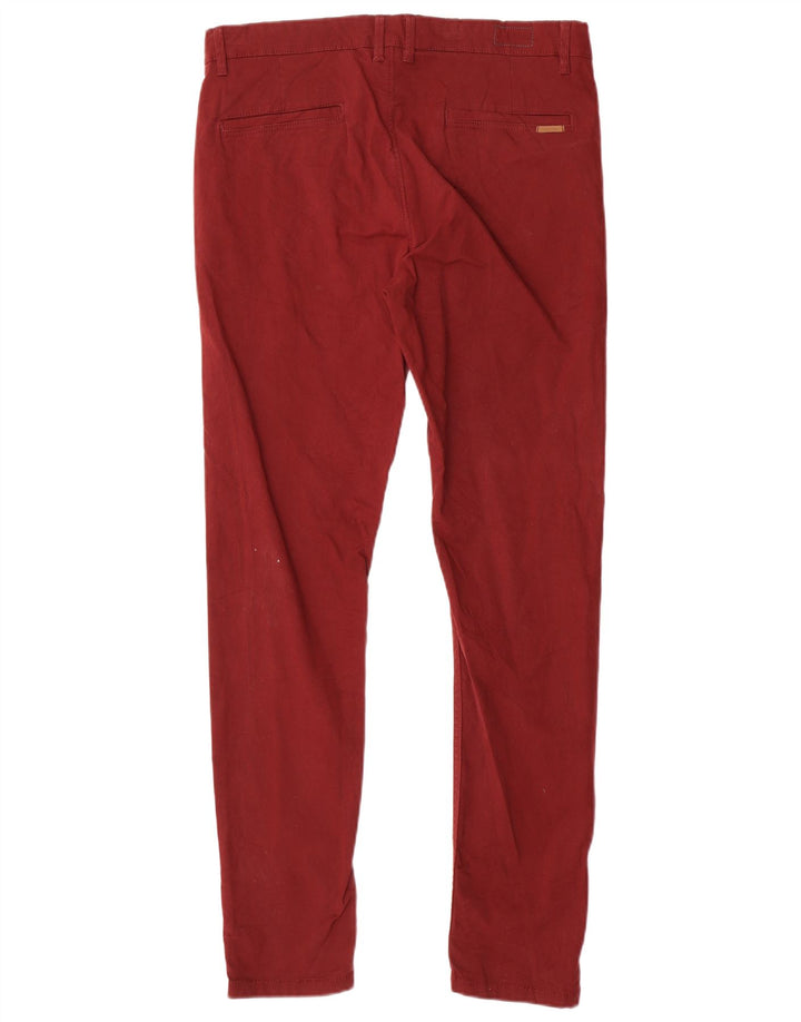 Zara Mens Slim Chino Trousers EU 42 Medium W32 L30 Maroon