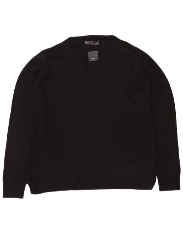 Marks & Spencer Womens Boat Neck Jumper Sweater UK 18 XL Black Acrylic
