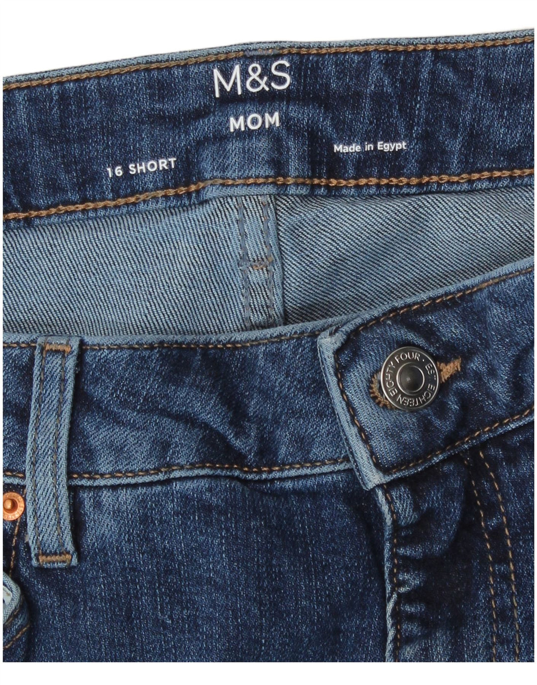Marks & Spencer Womens Mom Cropped Jeans UK 16 Large W36 L25 Blue Cotton