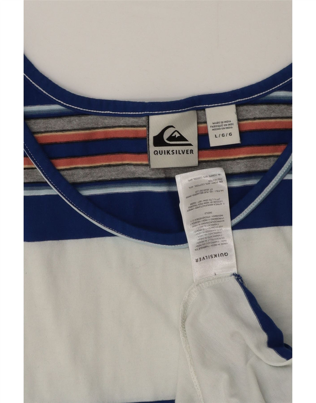 Quiksilver Mens Vest Top Large White Colourblock Cotton