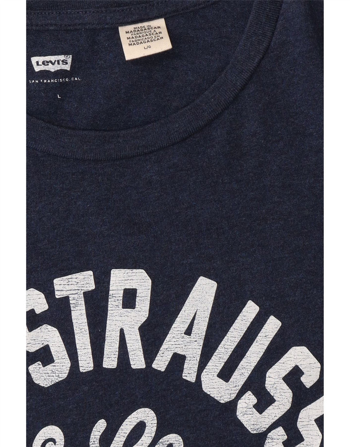 LEVI'S Mens San Francisco Graphic T-Shirt Top Large Navy Blue Vintage Levi's and Second-Hand Levi's from Messina Hembry 