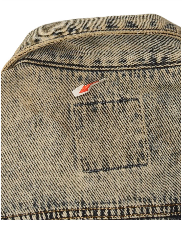 Superdry Womens Crop Distressed Acid Wash Denim Jacket UK 8 Small Blue