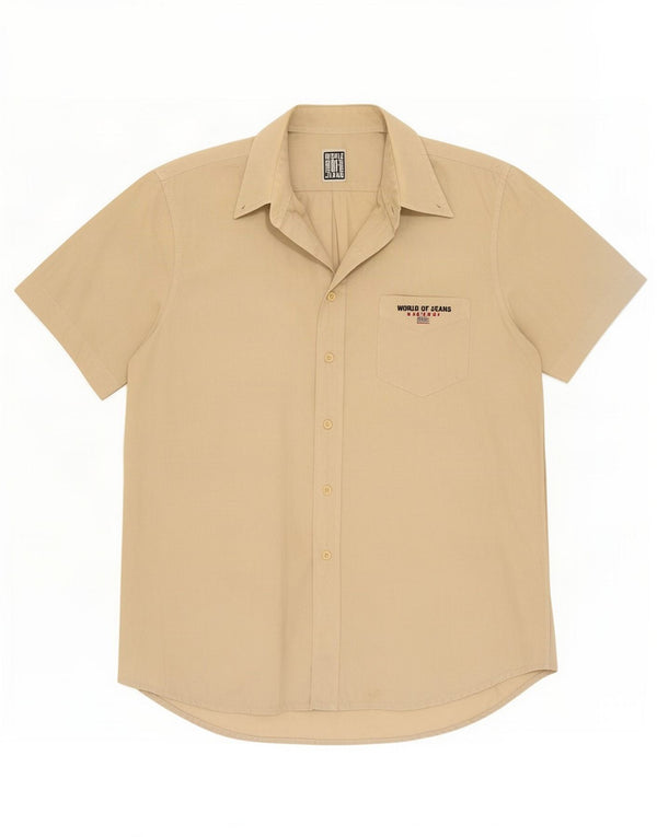 Cassuci Mens Short Sleeve Shirt Medium Beige