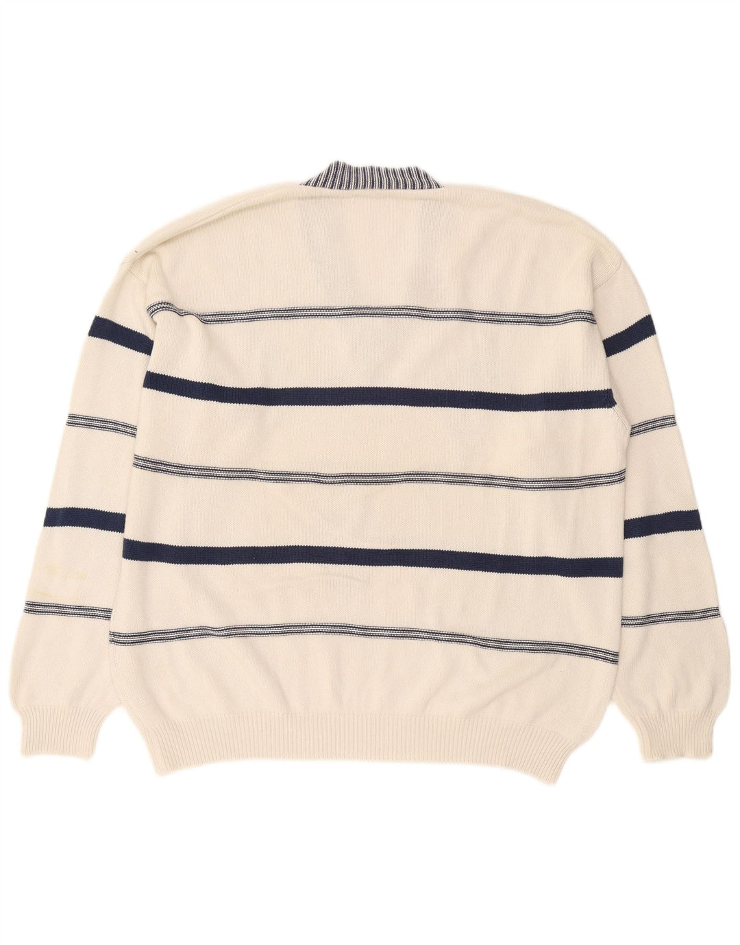 Stefanel Mens V-Neck Jumper Sweater XL White Argyle/Diamond