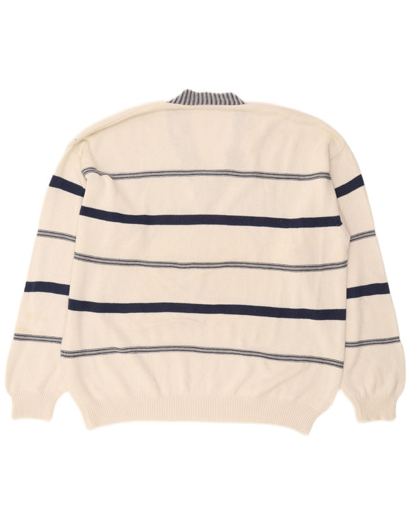 Stefanel Mens V-Neck Jumper Sweater XL White Argyle/Diamond