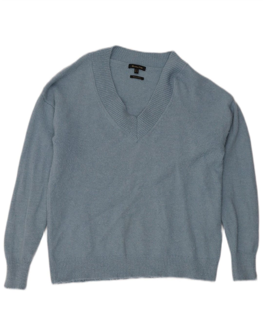 Massimo Dutti Mens V-Neck Jumper Sweater Small Blue