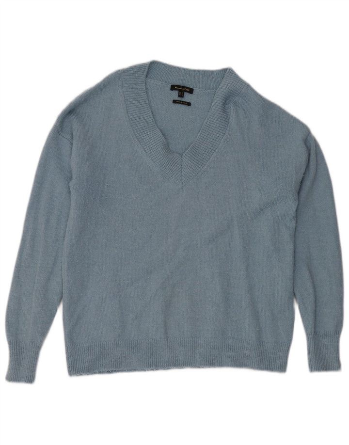 Massimo Dutti Mens V-Neck Jumper Sweater Small Blue