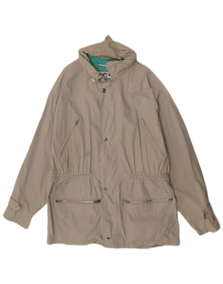 Vintage Mens Hooded Utility Jacket IT 48 Medium Grey Cotton