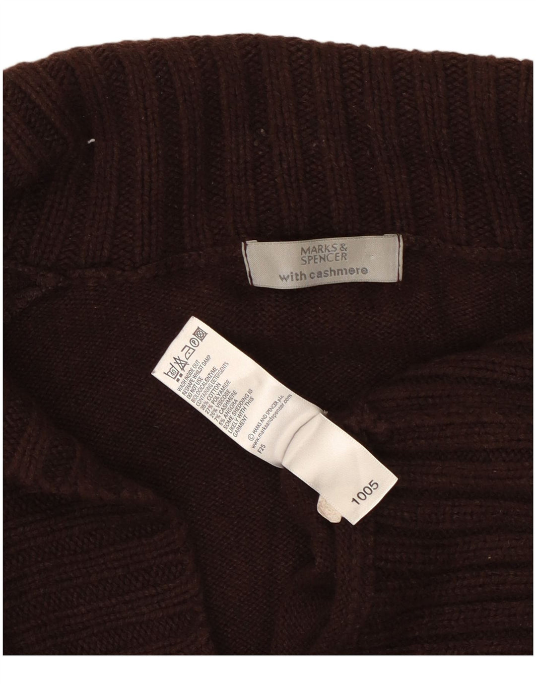 Marks & Spencer Womens Cardigan Sweater UK 16 Large  Brown Cotton