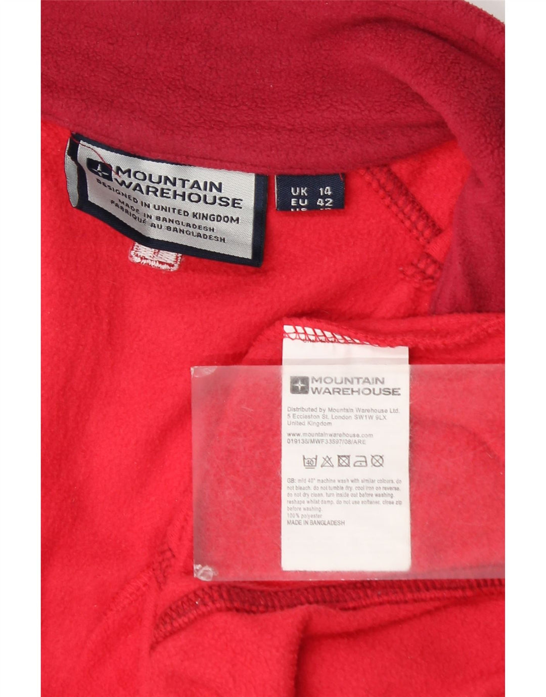 Mountain Warehouse Womens Zip Neck Fleece Jumper UK 14 Large Red Polyester