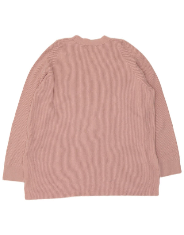 Marks & Spencer Womens V-Neck Jumper Sweater UK 14 Large Pink Viscose