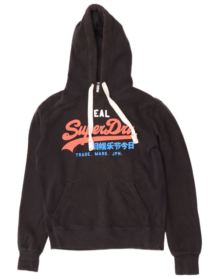 Superdry Mens Graphic Hoodie Jumper Medium Black Cotton