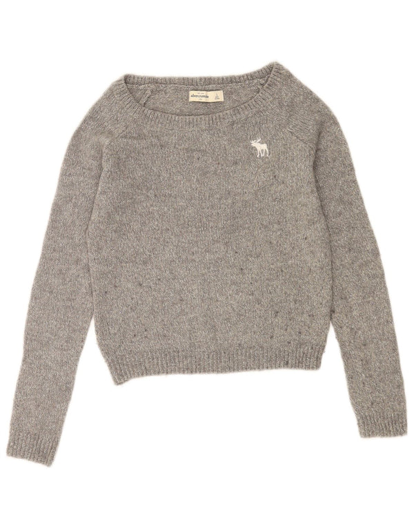 Abercrombie & Fitch Girls Boat Neck Jumper Sweater 11-12 Years Large Grey