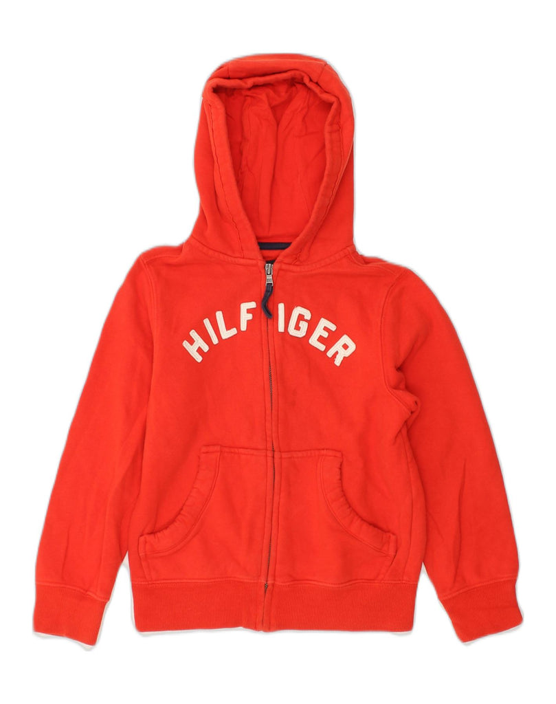 TOMMY HILFIGER Girls Graphic Zip Hoodie Sweater 6-7 Years Small Red Cotton | Vintage Tommy Hilfiger | Thrift | Second-Hand Tommy Hilfiger | Used Clothing | Messina Hembry 