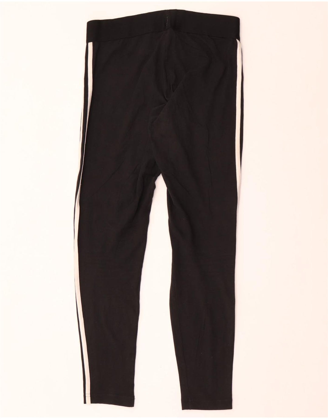 ADIDAS Womens Leggings UK 12/14 Medium  Black Cotton