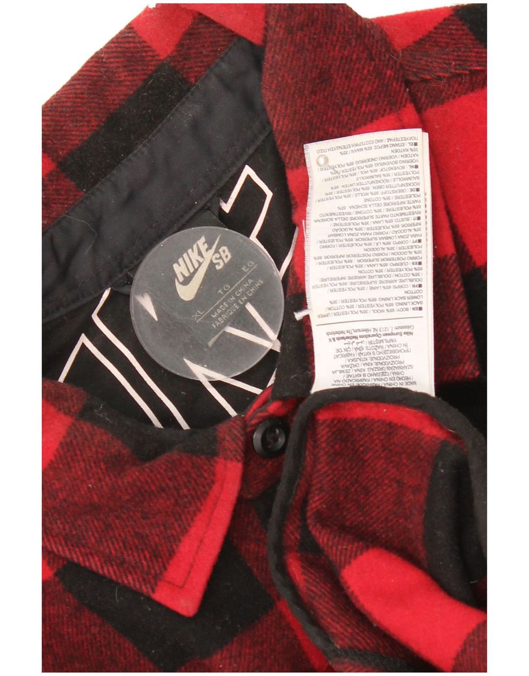 Nike Mens Lumberjack Flannel Shirt XL Red Gingham Wool