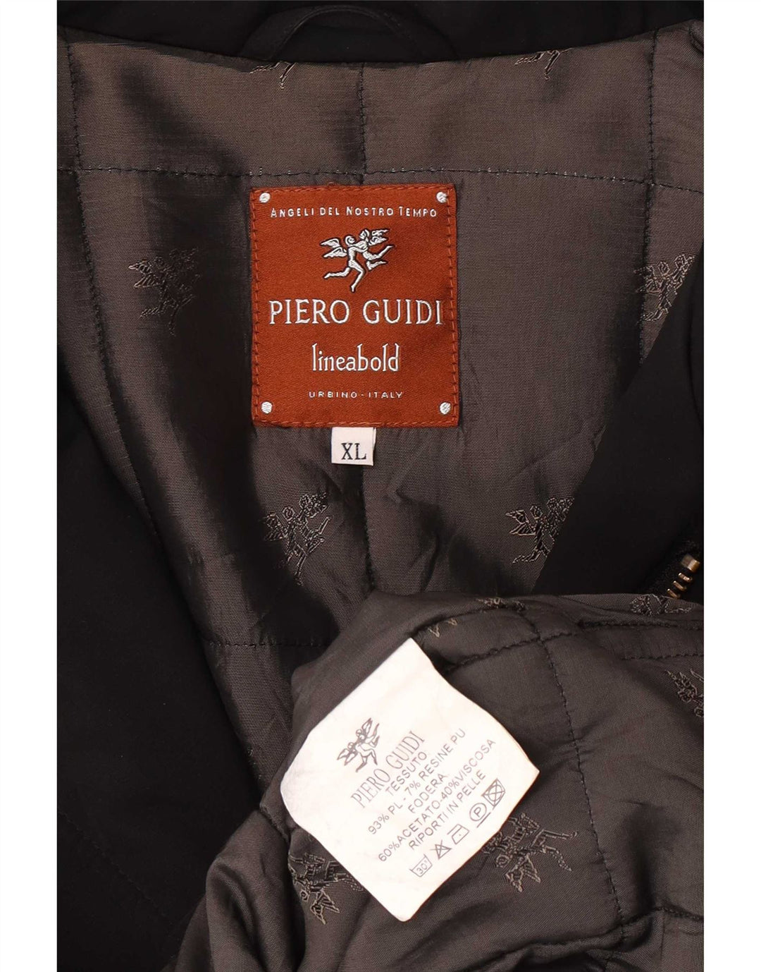 Piero Guidi Mens Overcoat UK 42 XL Black Polyester