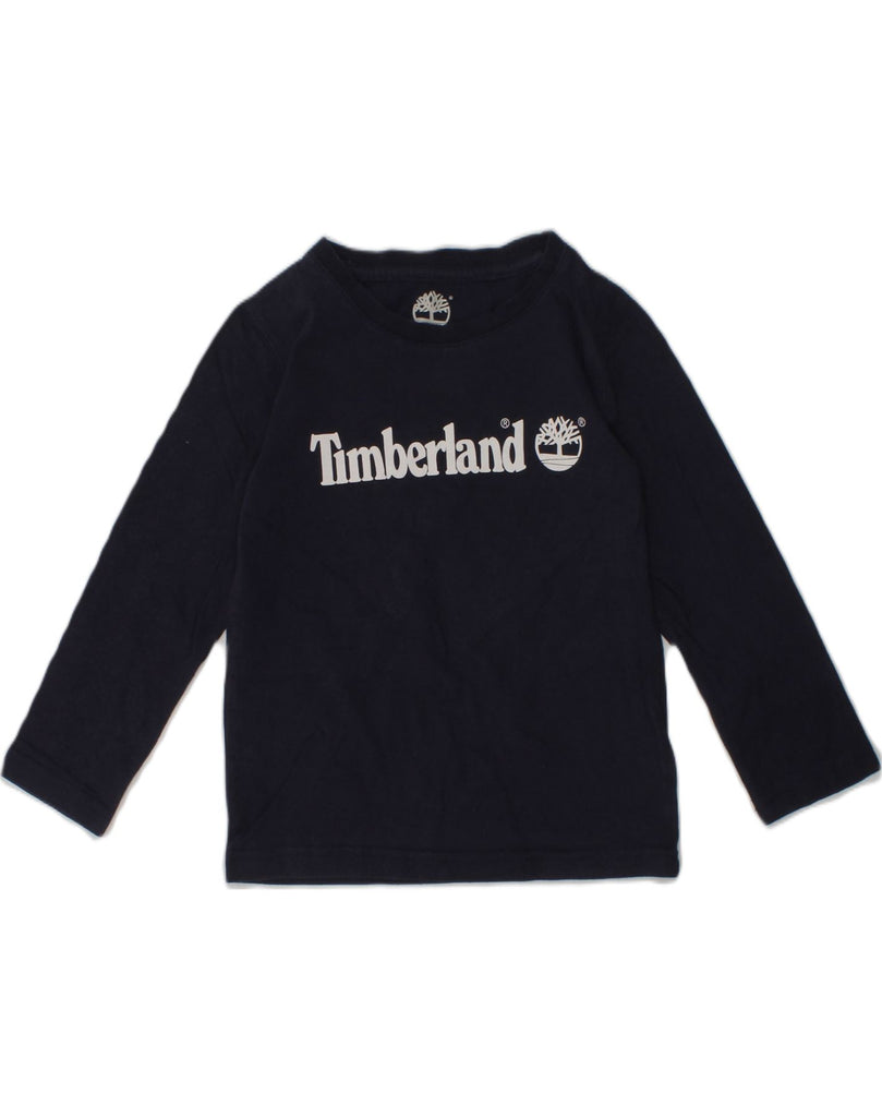 TIMBERLAND Boys Graphic Top Long Sleeve 2-3 Years Navy Blue Cotton | Vintage Timberland | Thrift | Second-Hand Timberland | Used Clothing | Messina Hembry 