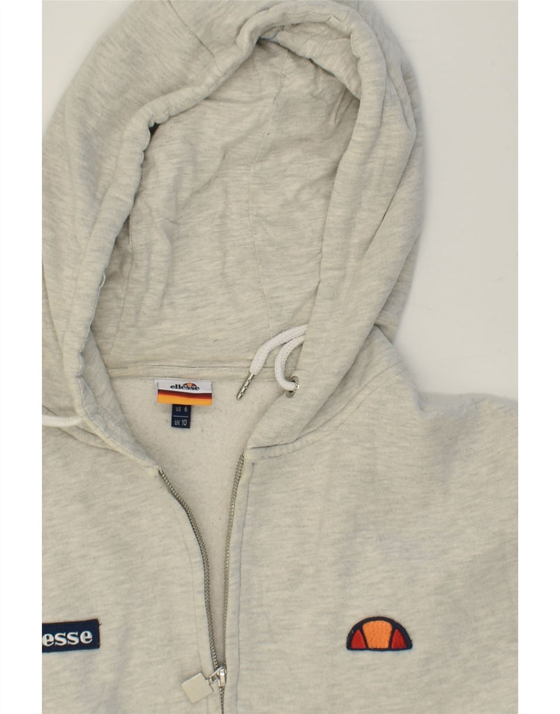 ELLESSE Womens Graphic Zip Hoodie Sweater UK 10 Small Grey Cotton | Vintage Ellesse | Thrift | Second-Hand Ellesse | Used Clothing | Messina Hembry 