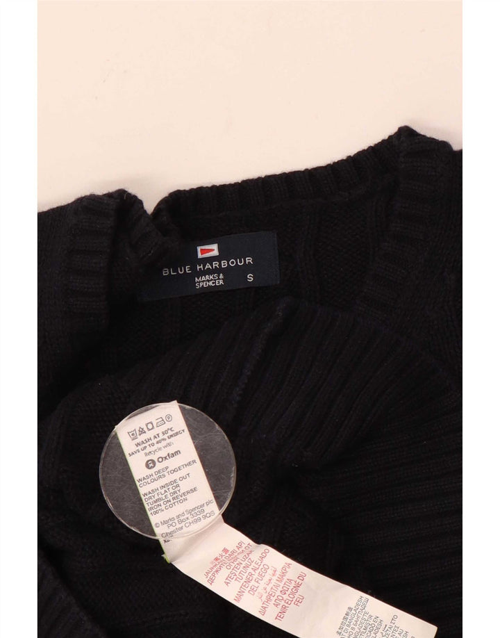 Marks & Spencer Mens Blue Harbour Crew Neck Jumper Sweater Small Navy Blue