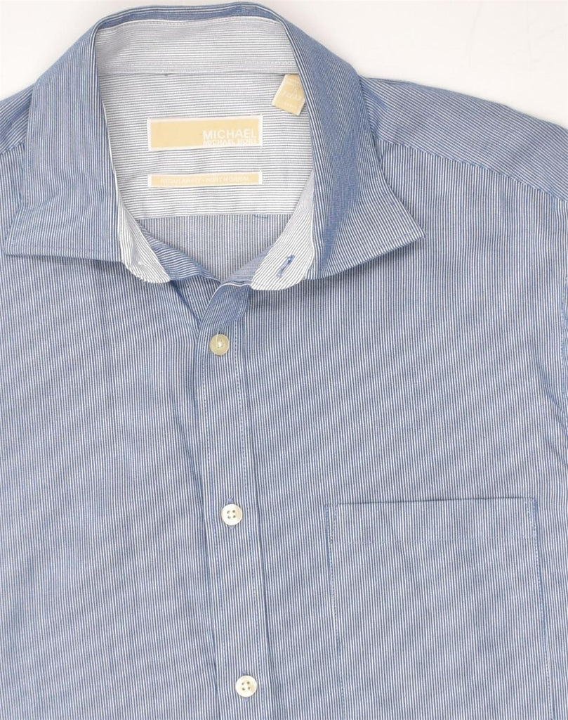 MICHAEL KORS Mens Shirt Size 15 Medium Blue Striped Cotton | Vintage Michael Kors | Thrift | Second-Hand Michael Kors | Used Clothing | Messina Hembry 