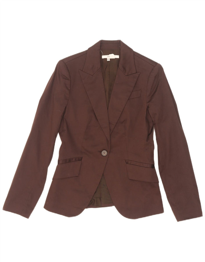 Zara Womens 1 Button Blazer Jacket UK 10 Small Burgundy