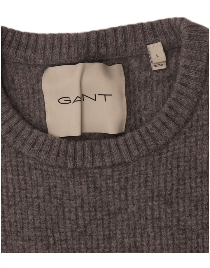 Gant Womens Crew Neck Jumper Sweater UK 16 Large Grey Cotton