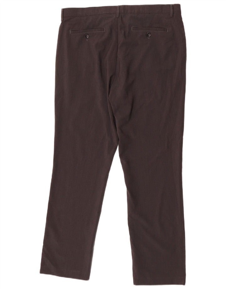 Calvin Klein Mens Straight Suit Trousers W35 L30 Brown Polyester