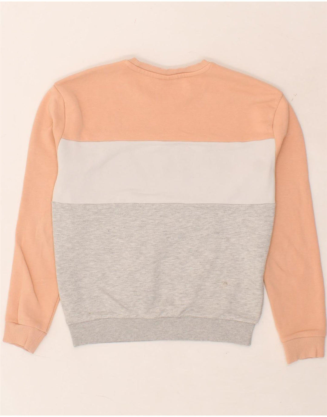 FILA Womens Oversized Graphic Sweatshirt Jumper UK 6 XS Grey Colourblock Vintage Fila and Second-Hand Fila from Messina Hembry 