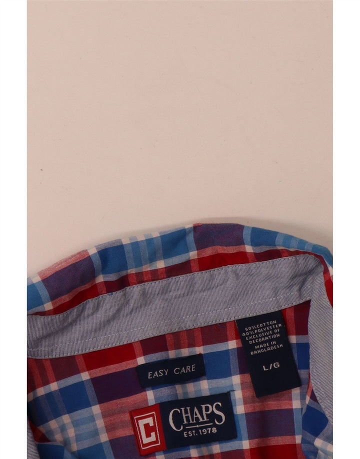 Chaps Mens Short Sleeve Shirt Large Red Check Cotton
