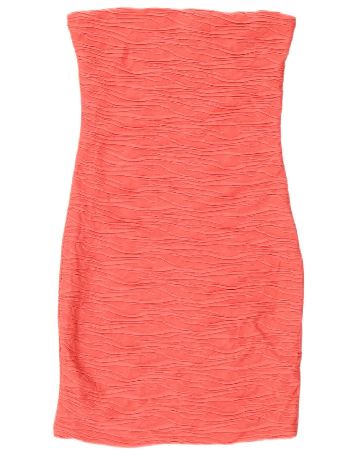 Zara Womens Strapless Bodycon Dress UK 14 Medium Pink Polyester
