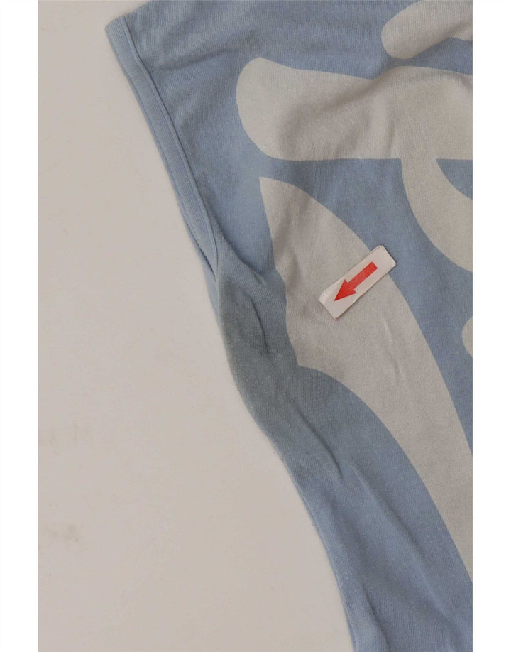 Puma Womens Graphic One Shoulder Top UK 12 Medium Blue Cotton