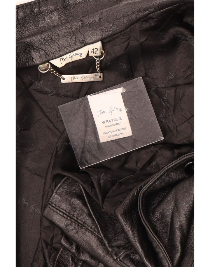 Vintage Womens 2 Button Leather Blazer Jacket IT 42 Medium Black Leather