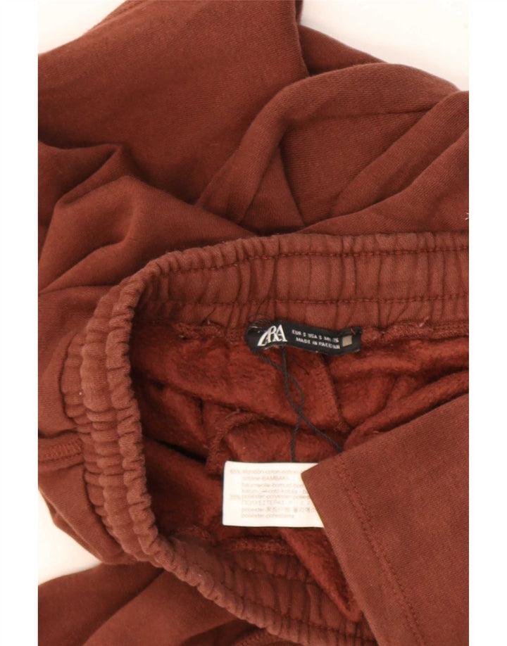 Zara Womens Tracksuit Trousers UK 10 Small Brown Cotton