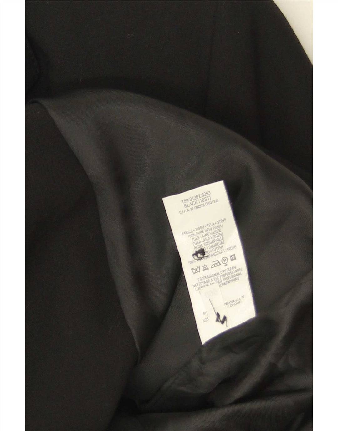 Marks & Spencer Womens Overcoat UK 16 Large Black New Wool